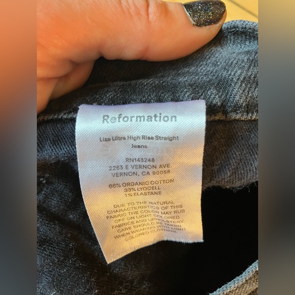 Reformation Liza Ultra High Rise Straight Jeans in Faded Black - Picture 4 of 11
